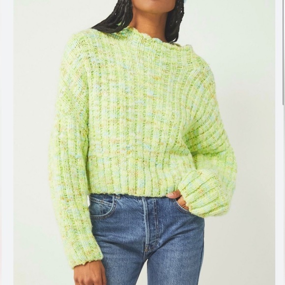Free People Sweaters - Free People Green Confetti Oversized Chunky Sweater Size XL